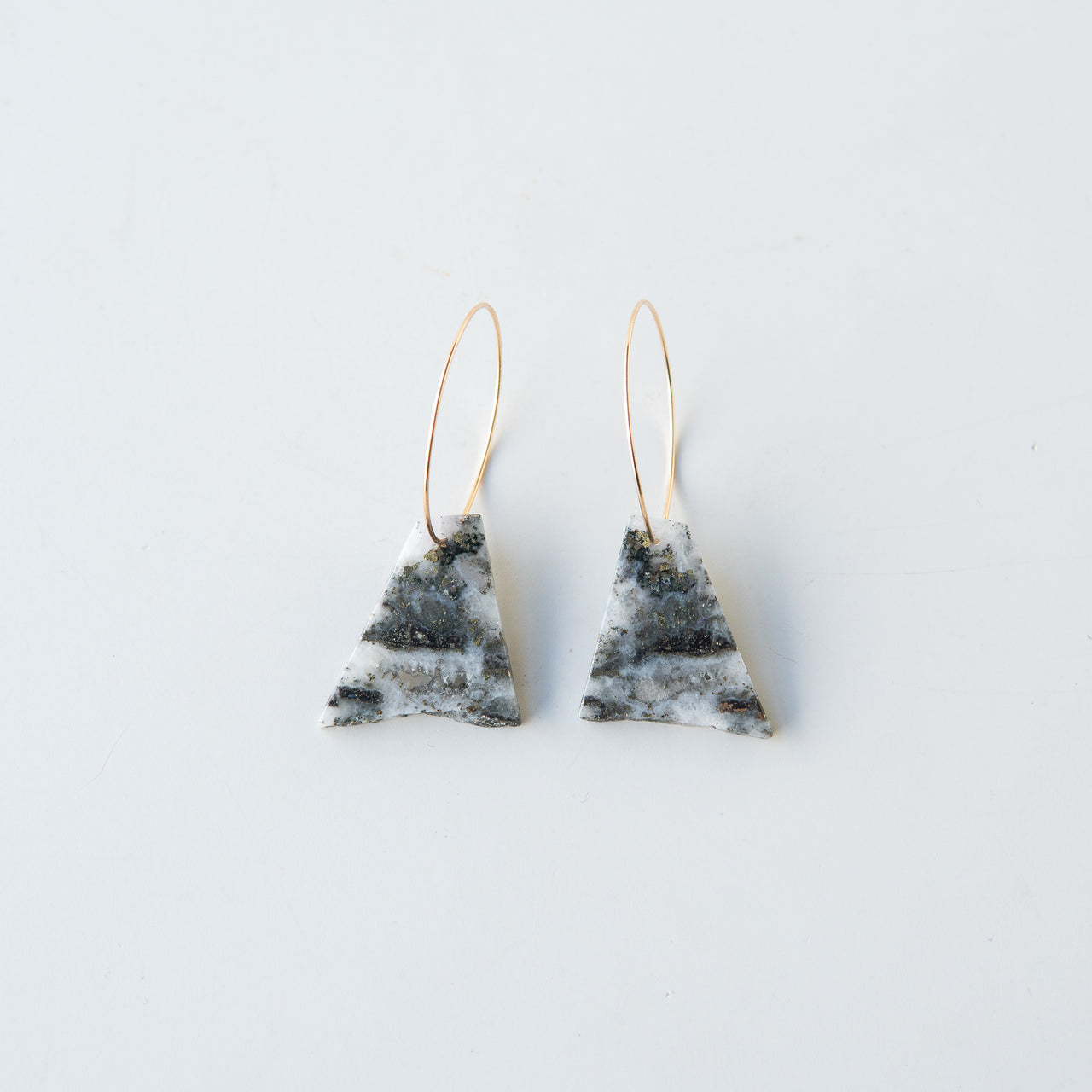 Pyrite in Quartz Sliced Stone Earrings