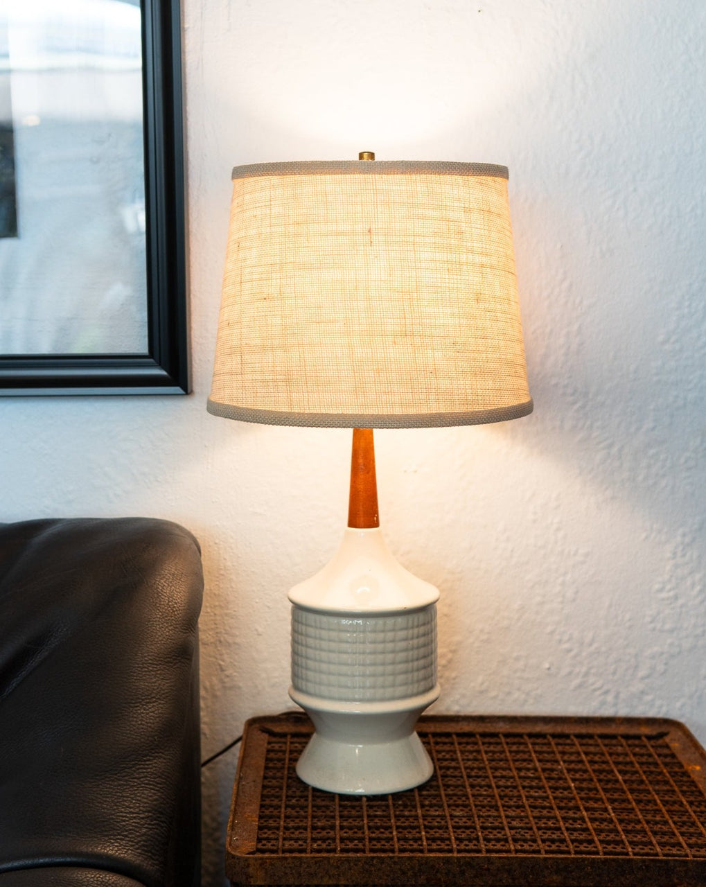 Wood/Ceramic Mid-Century Lamp