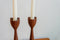 Mid-Century Wooden Tulip Taper Candle Holders (Pair)