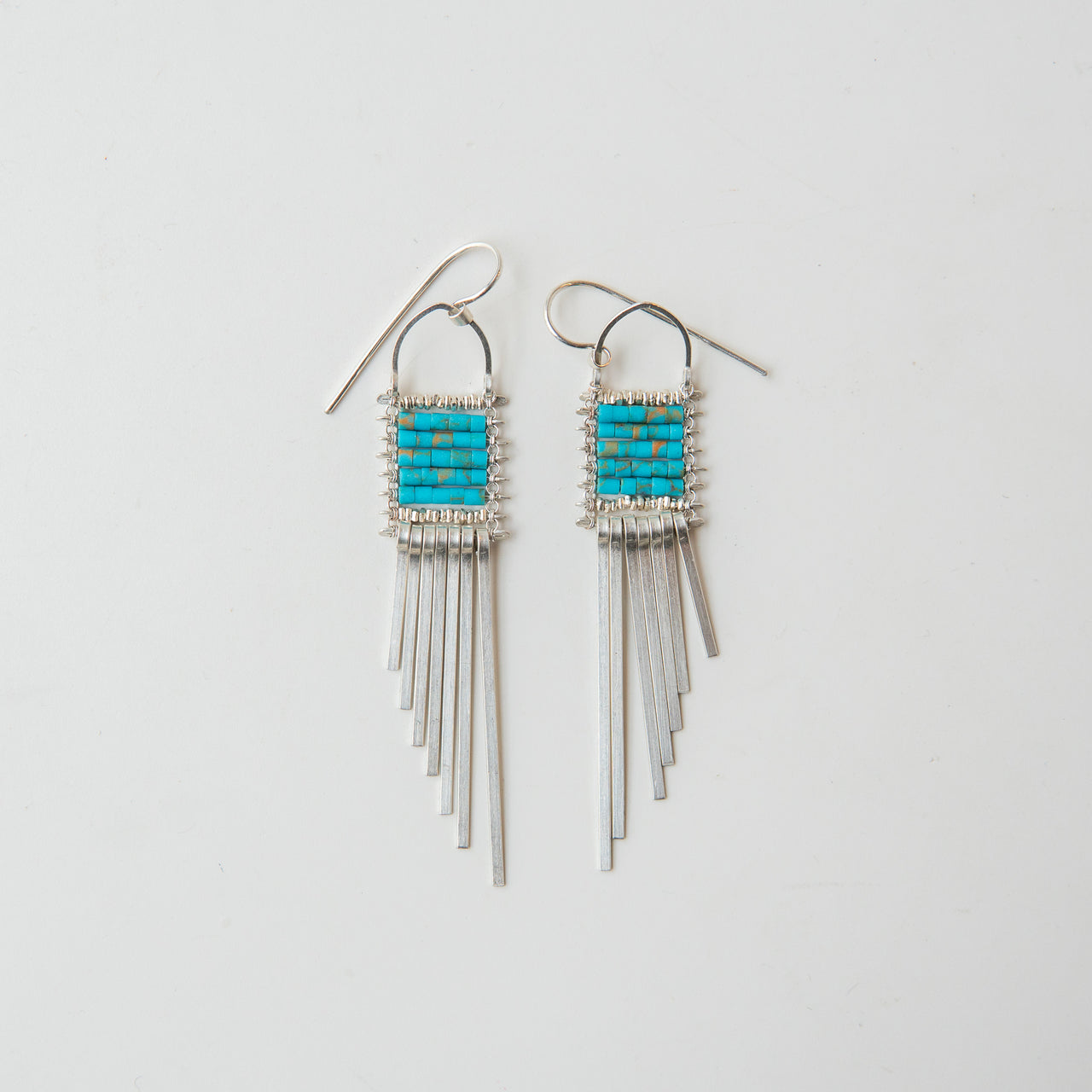 Turquoise and Silver Asymmetrical Earrings