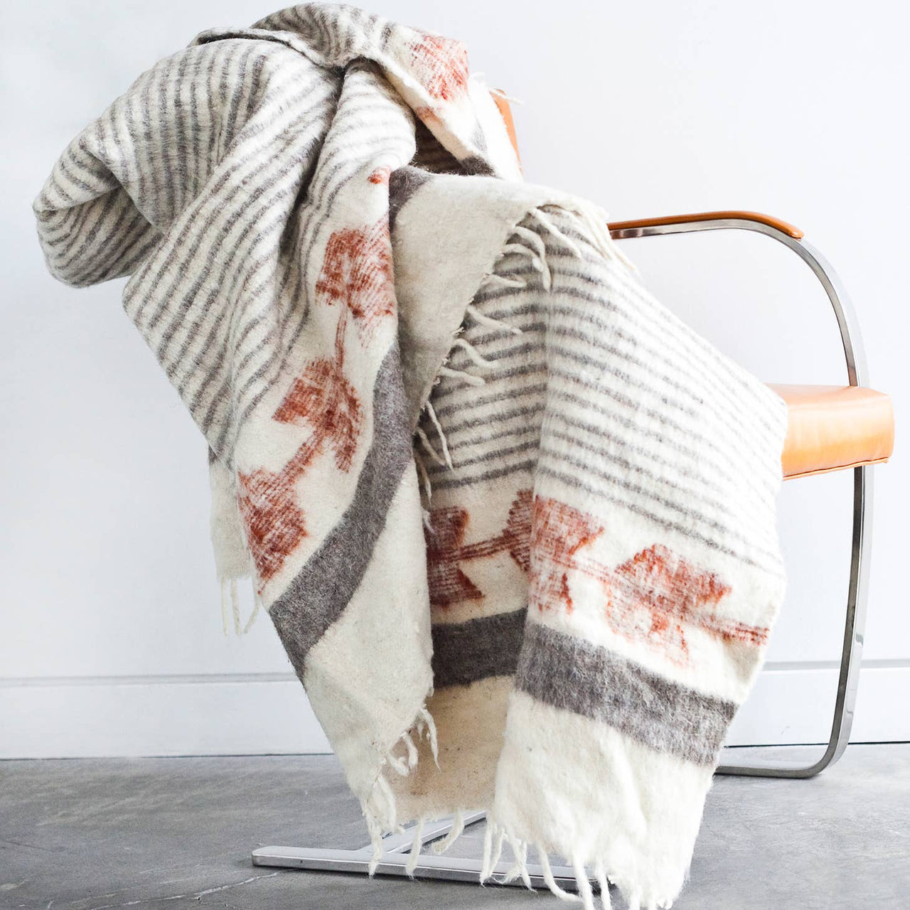 Guatemalan Wool Blanket - Grey/Cayene